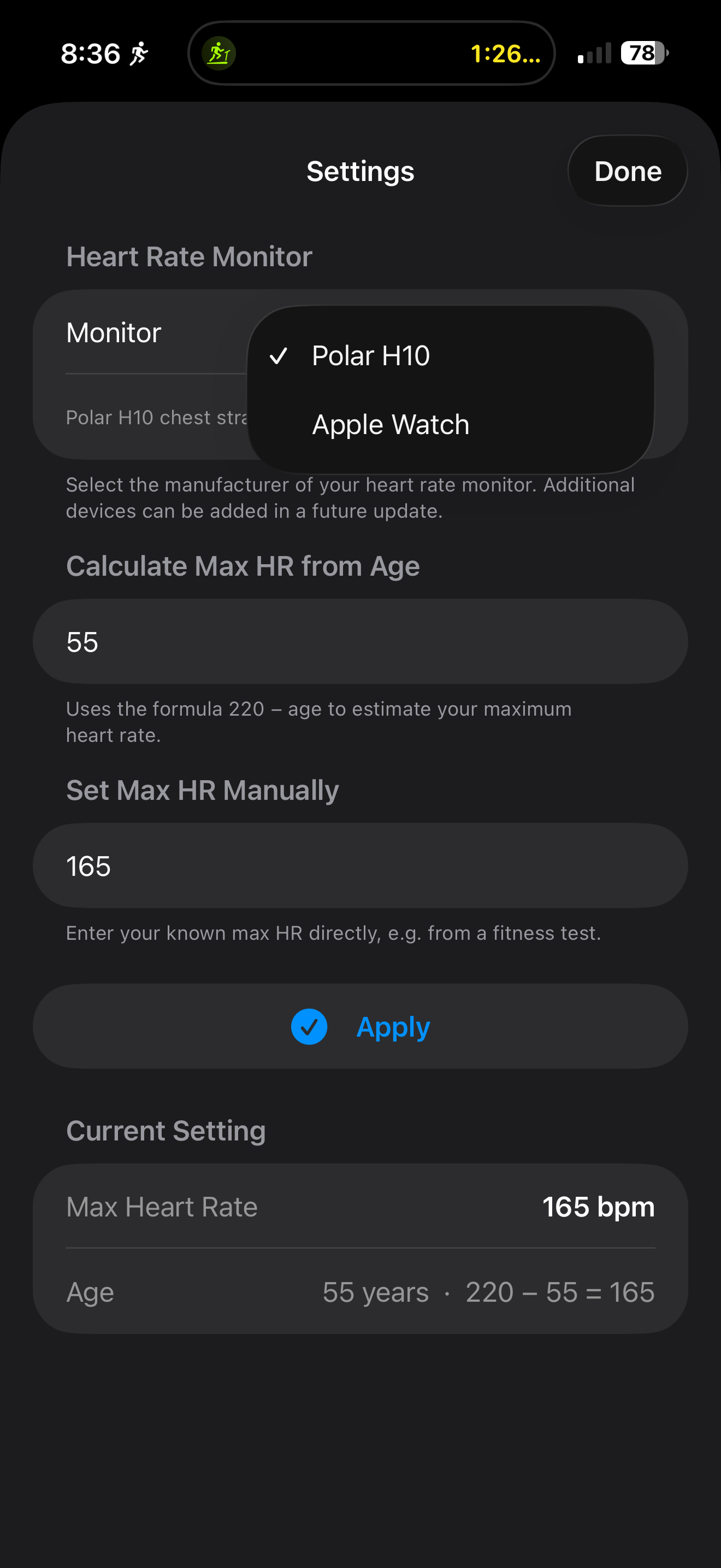 HeartTrackPro Settings